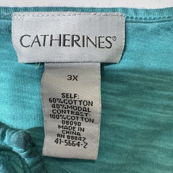 Catherine’s Teal Green Jersey & Eyelet Pullover Blouse Women’s Plus Size 3X - Picture 3 of 9